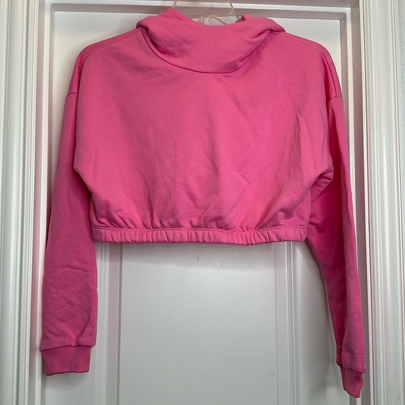 Naked wardrobe Pink Stay Chilling Crop Sweatshirt hoodie size Large - Picture 2 of 5